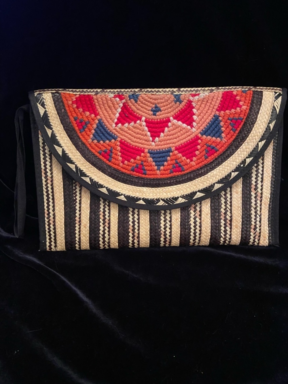 Colombian Art Natural Handwoven Flat Clutch bag Embroidered Colorful Flap